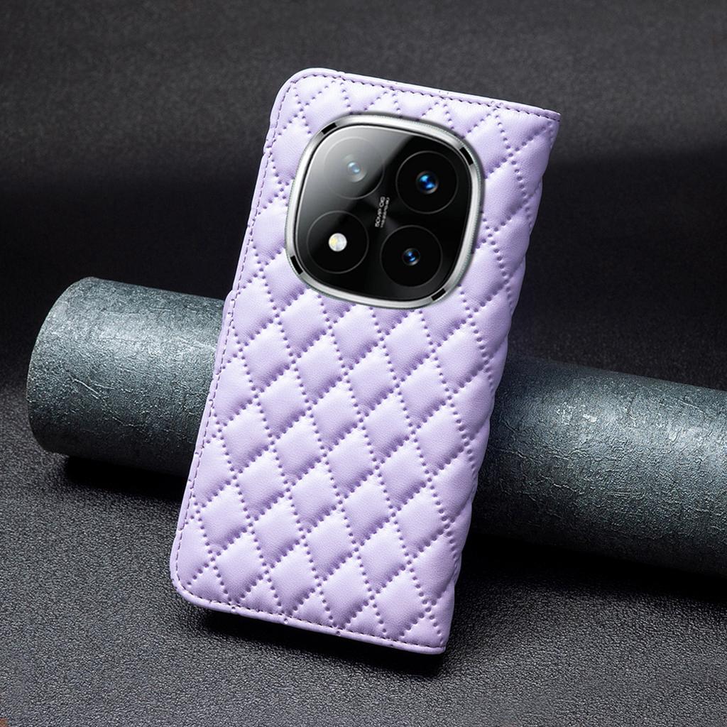BINFEN COLOR BF Style-14 For Xiaomi Redmi Note 14 Pro+ 5G/Note 14 Pro 5G/Poco X7 5G Case Rhombus Phone Leather Cover Stand