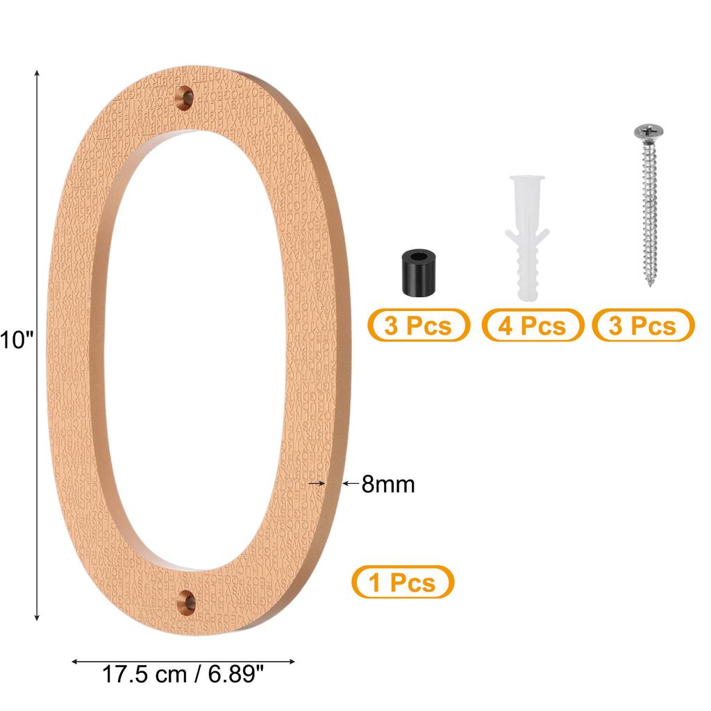 10 Inch House Number, House Address Numbers Sign Large Floating Modern with Screws for Outside Door Wall Street, Gold, 0-9