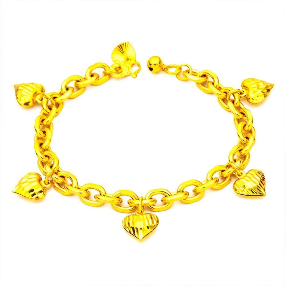 with Bell Hollow Peach Heart Bracelet Handmade Wedding Charm Bangle  Female Lady Girl