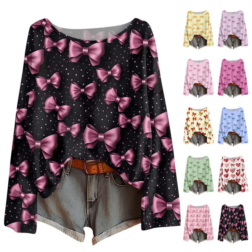 Long Sleeve Shirts For Women Printed Tees Blouses Casual Plus Size Basic Tops Pullover Casual Tunic Top Loose FitShirt