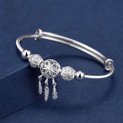 Traumfänger-Netzarmband, mit 999er Silber plattiert, einzigartige Persönlichkeit, offenes Armband für kalten Wind, Silberarmband