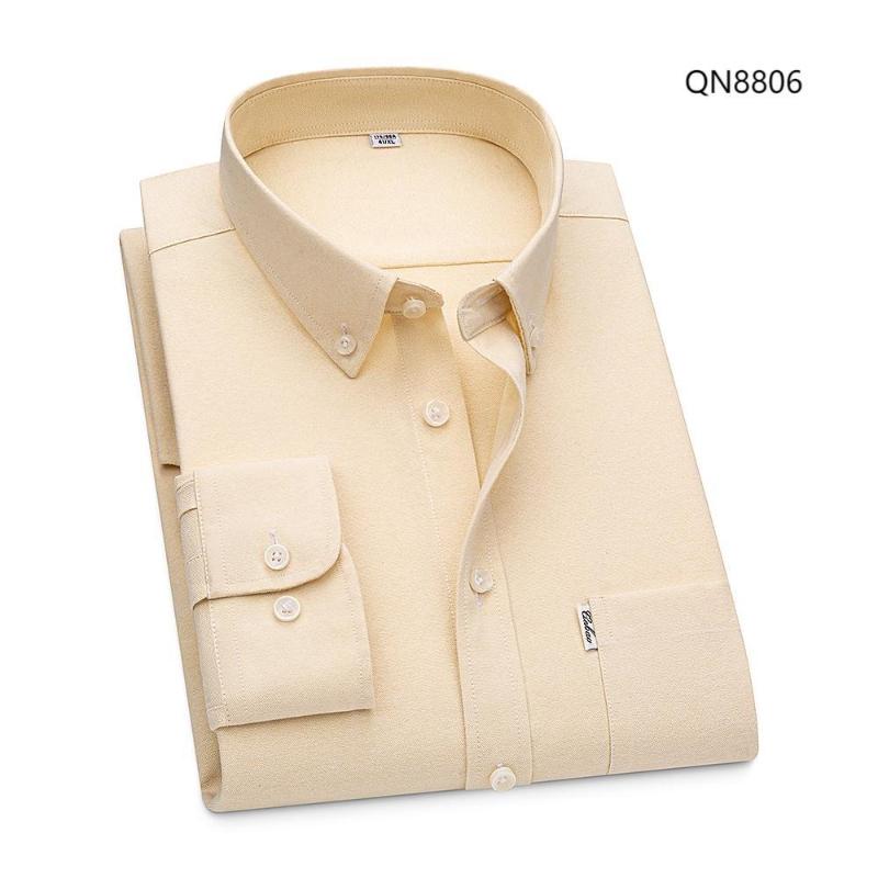 Spring and Autumn New Fashion Trend Pure Cotton Youth Fashion Versatile Oxford Solid Color Men's Long Sleeve White Work Shirt
