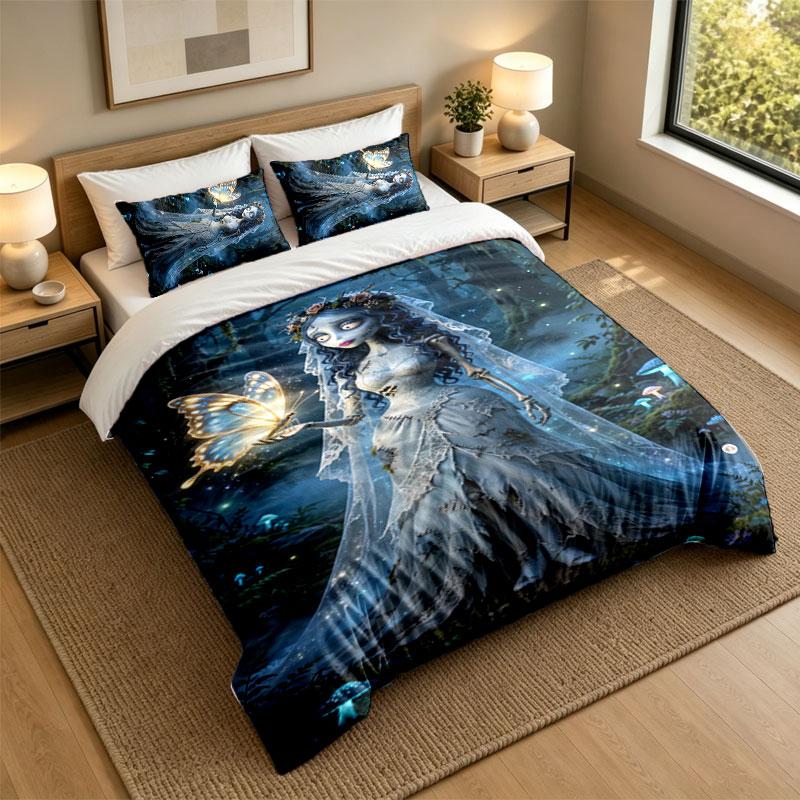 3Pcs Bedding SetCorpse Bride Emily Victor Soft Bed Sheet and Two Pillowcases Home Bedroom Decor