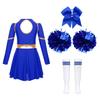 Kids Girls Long Sleeve Cheerleading Outfits School Event Cheer Leader Costume Halloween Dress Up