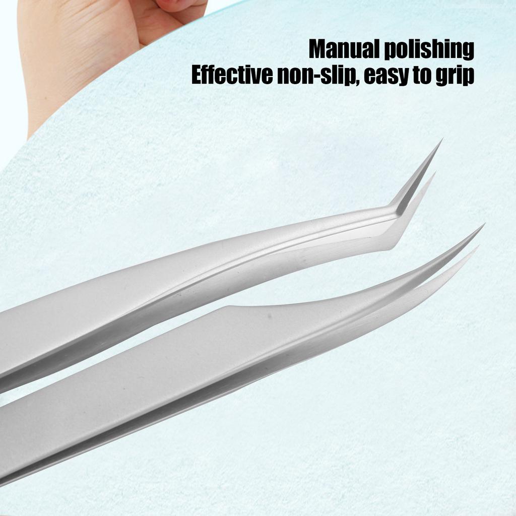 Stainless Steel Eyelash Extension Tweezers False Eyelashes Grafting Tweezers Makeup Tool