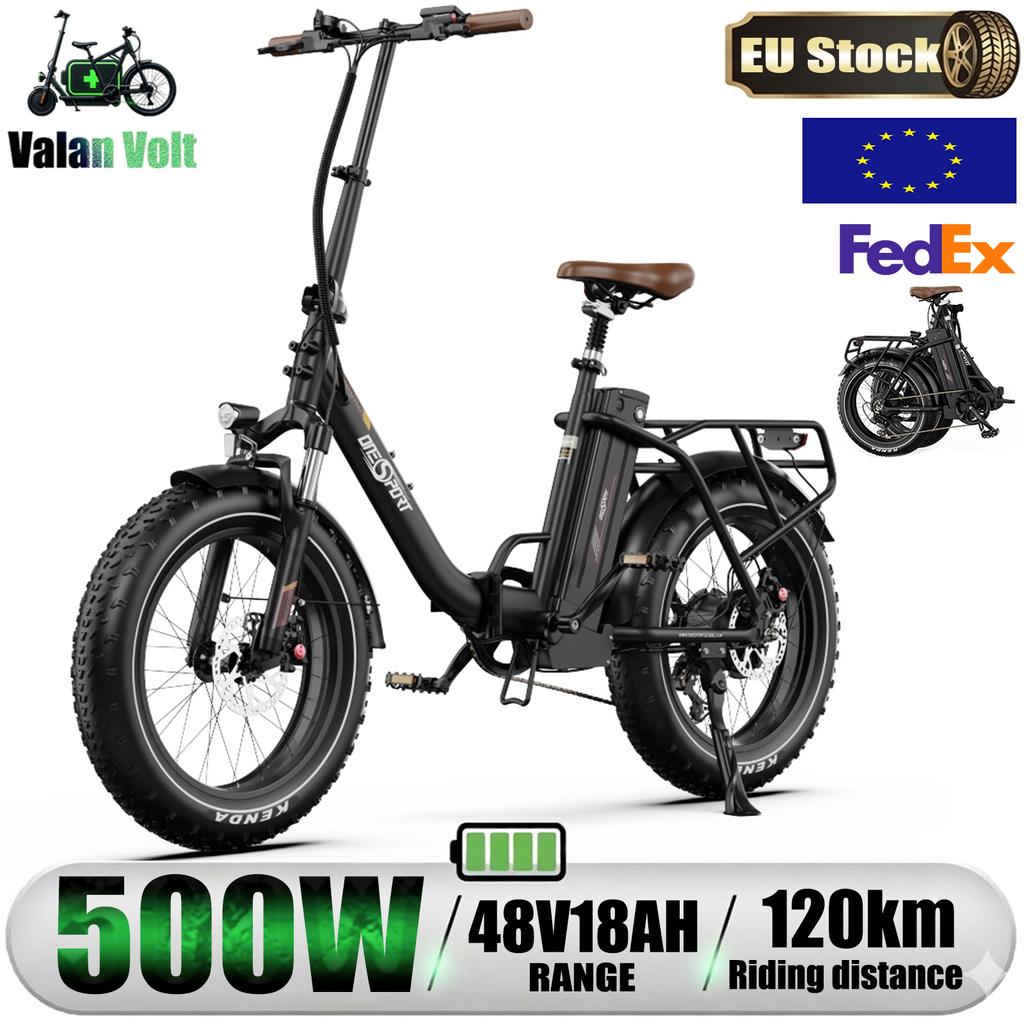 ONESPORT OT16 Max Folding Electric Bike 500W Motor 48V18AH Remote Battery Electric Bicycle 20 Inch All Terrain Tire Adult Ebike