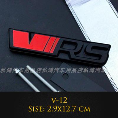 AAABU1 Pegatina Insignia Metálica 3D VRS RS para Coche Para vw Rapid Yeti Octavia Fabia Logo Emblema Parrilla Trasera Carrocería Pegatinas Guardabarros Lateral