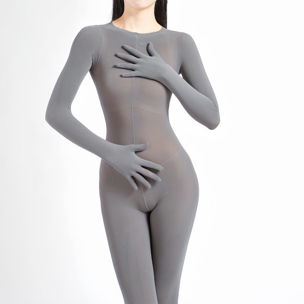 Unisex Five-Finger Onesie Winter Velvet Full Bodystocking High Elastic Crotchess Lingerie Jumpsuit Men Penis Sheath Nightwear