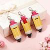 Pencil Shape Chapstick Key Chain Pouch PU Leather Pencil Shape Key Ring  Birthday Gifts