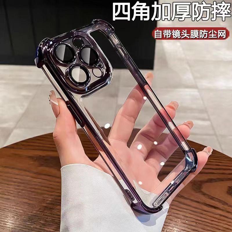 Luxury Shockproof Phone Case For iPhone 16 15 11 12 13 14 Pro Max Xs XR 7 8 Plus 6s 16e Lens Film Bumper Transparent Air Cover