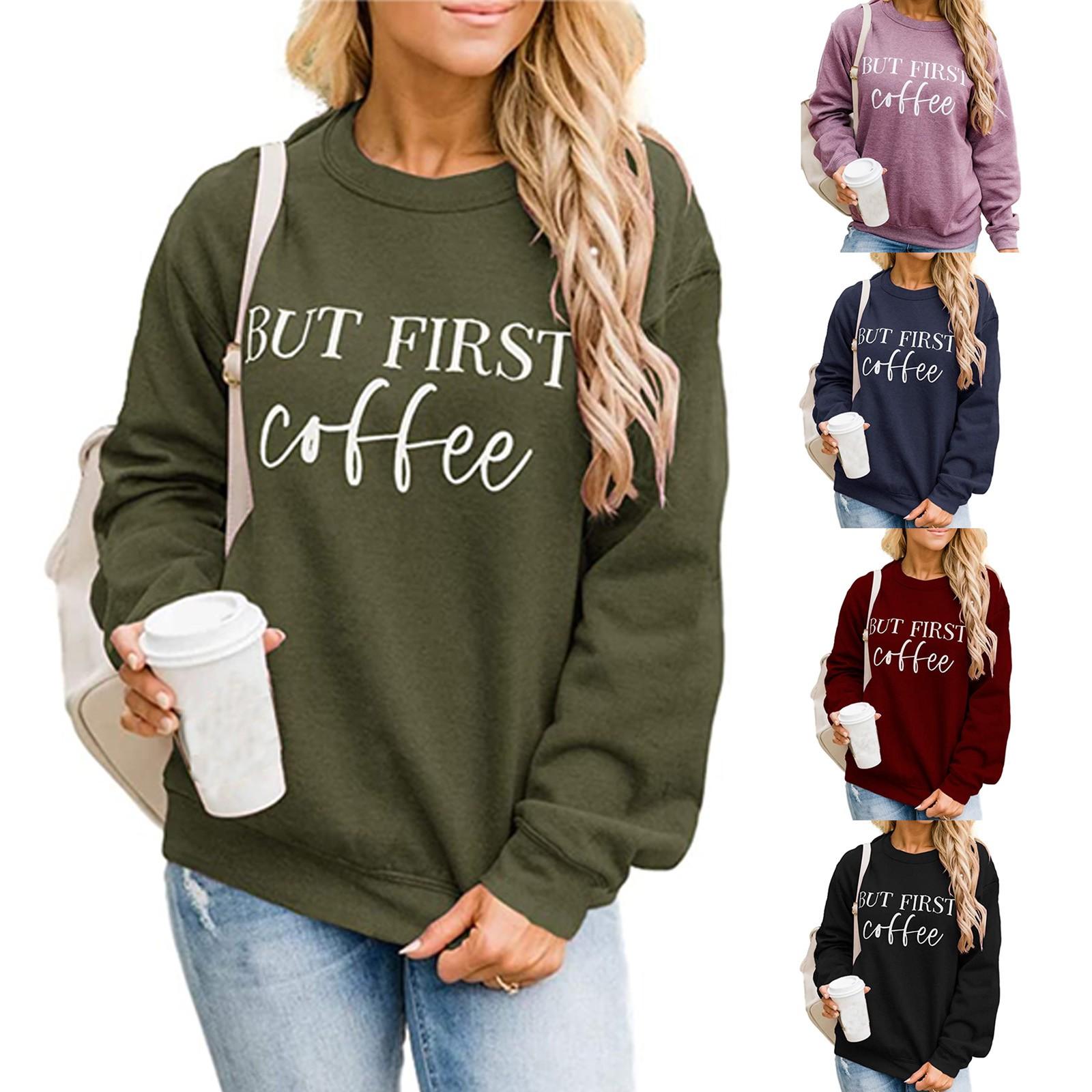 

Женская толстовка с буквенным принтом, повседневные топы с длинным рукавом и круглым вырезом, рубашки