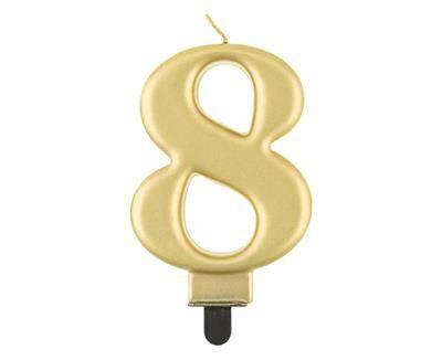 Number 8 Candle, Metallic 8