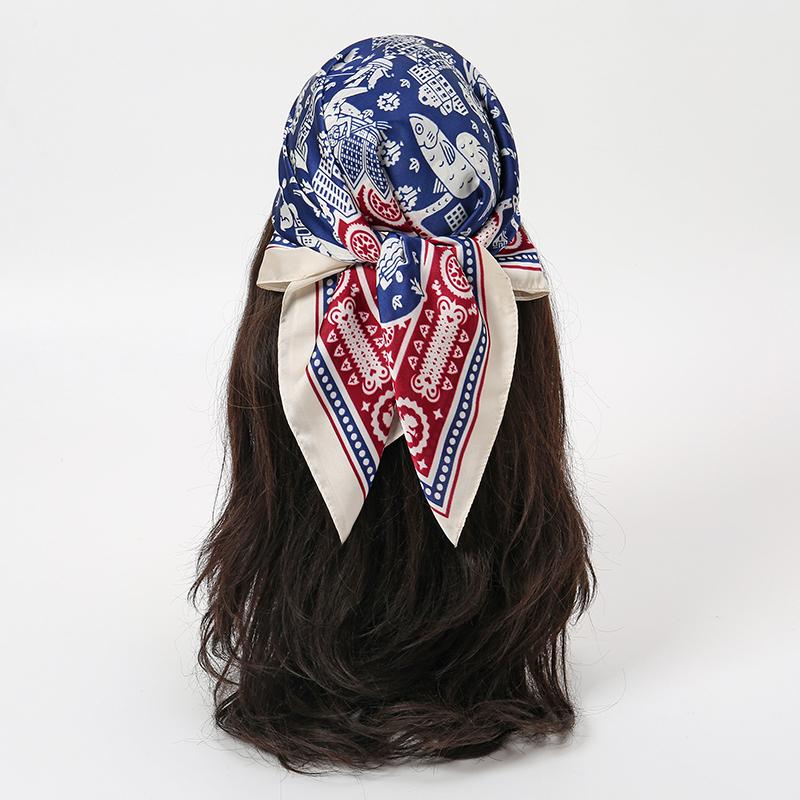 Luxury Design Horse Print Skinny Silk Square Scarf for Women Soft Satin Neckerchief Scarves Bag Ribbon Female Foulard Hairband