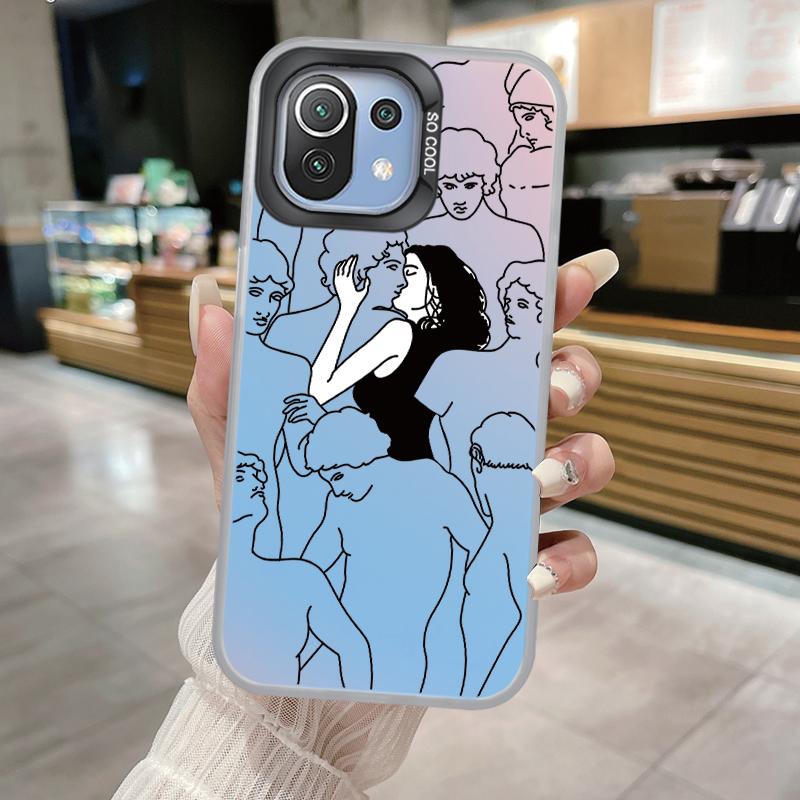 Smiling Face Case For Xiaomi Mi 11 Lite 5G NE 13T PRO 14T Redmi A5 A1 A2 9A Poco C71 Shockproof Hard Back Cover Line Art Sketch