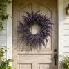 60cm Artificial Lavender Wreath Plastic Hanging Floral Wreath for Door For Garden Wall Porch DIY Customizable Design