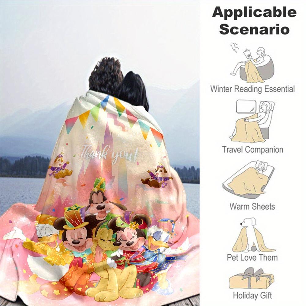 1pc, Happy Mickey & Minnie Blanket Soft Throw for Room Decor, Perfect Gift for Family and Friend, Living Room, Travel, Camping
