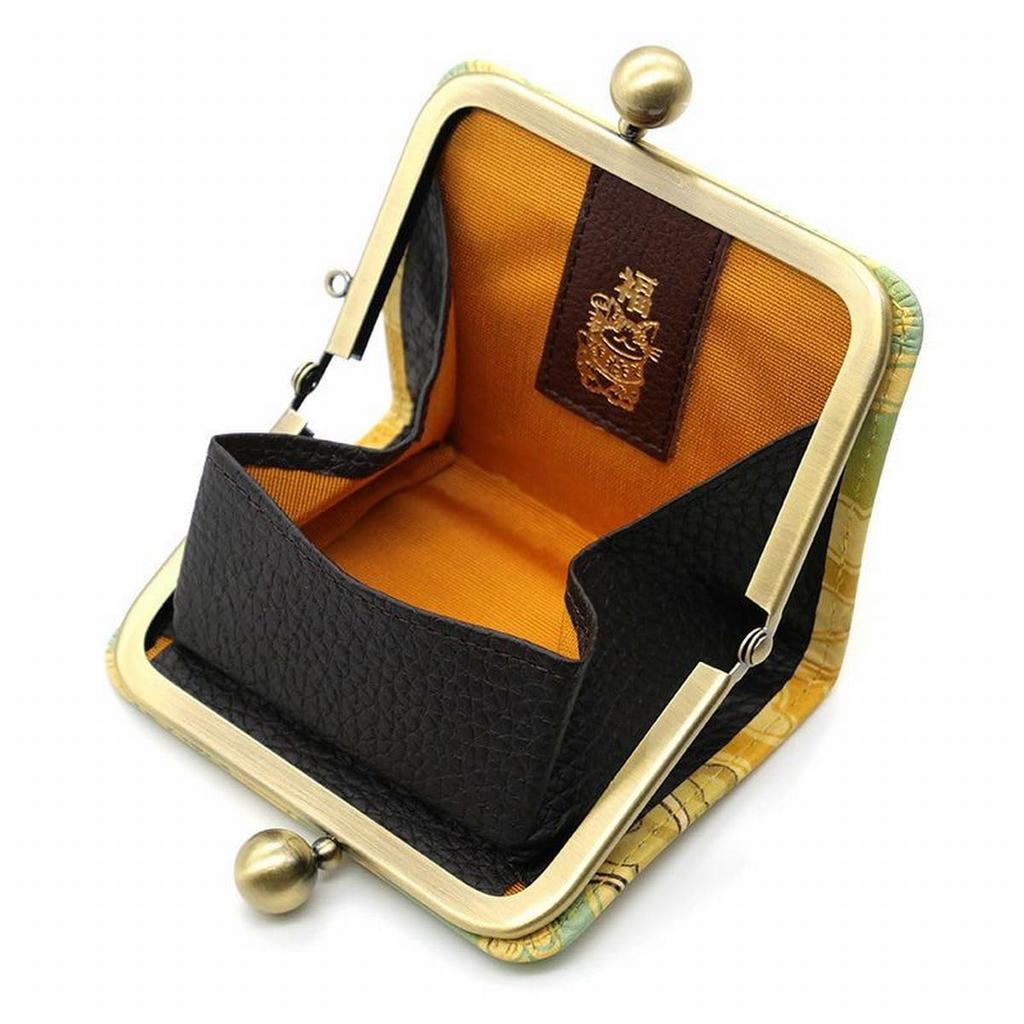 [WACHIFIELD] Dayan the Cat, Dayan, with a clasp purse design for easy opening and closing, and easy checking. Genuine leather. Wind God and Thunder