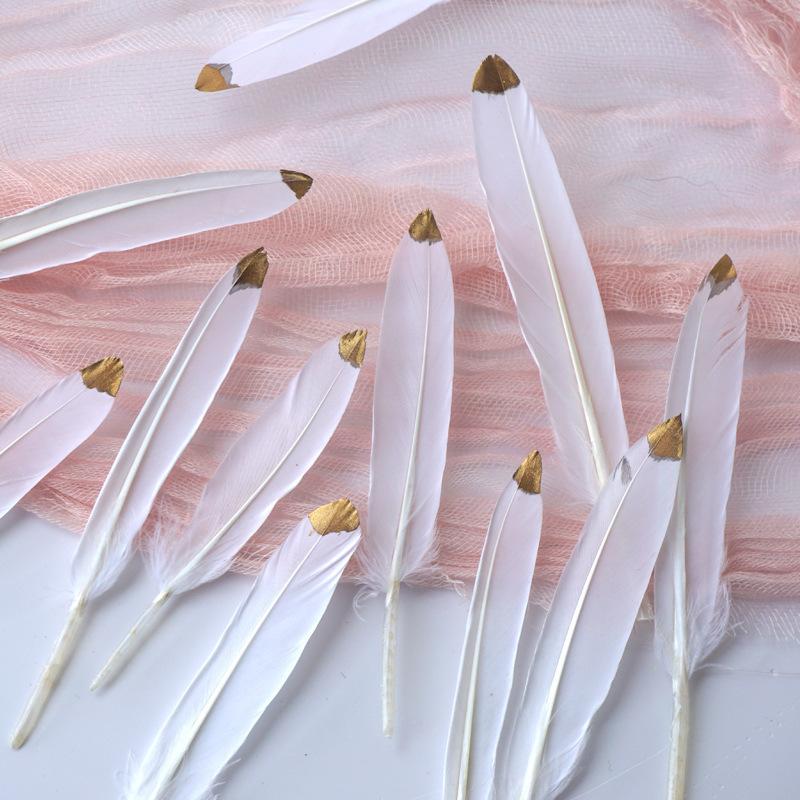 Golden Feather Decoration Handicraft Shooting Props Spray Gold Straight Knife Decoration Materials