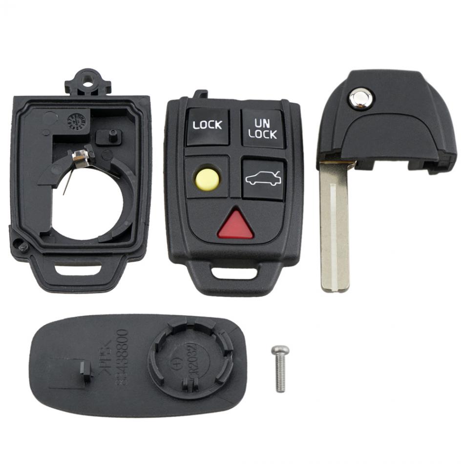 5 Knoppen Flip Afstandsbediening Sleutelhoesje FOB Vervanging Geschikt voor VOLVO S60 2000-2009 / S80 1999-2006 /V70 2000-2007 XC90 2002-2013 AutosleutelGoed product