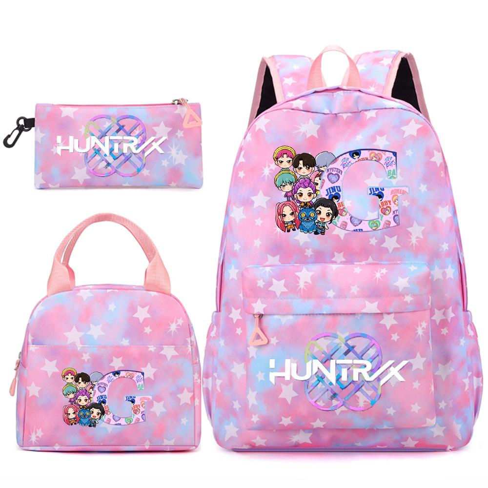 3Pcs/set 26 English Letter Kpop Printed Backpack Handbag Pencil Case for Teenger Student Girl Boy Schoolbag Kid Bookbag Large Capacity Travel Bag Gift