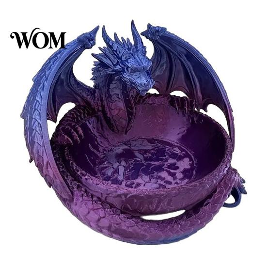 Gotische Schlüssel Schale 3D Gedruckter Drache Aufbewahrungs Tablett für Schmuck Schlüssel, Dekorativer Schreibtisch Organizer mit Halter Eingangsbereich Detaillierte Fantasy Schuppen &