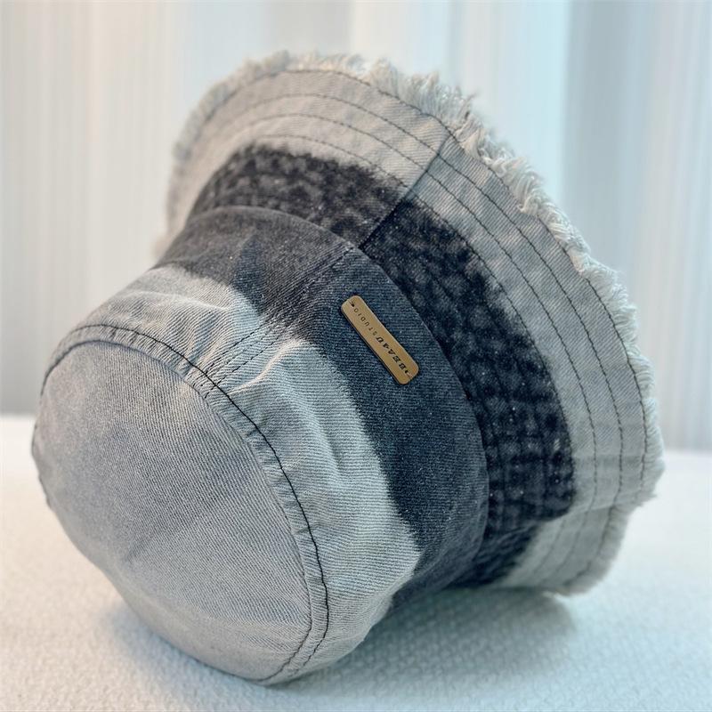 Women Gradual Change Denim Bucket Hat Spring and Summer Bucket Basin Hat Sunshade Sunscreen Face Small Hat