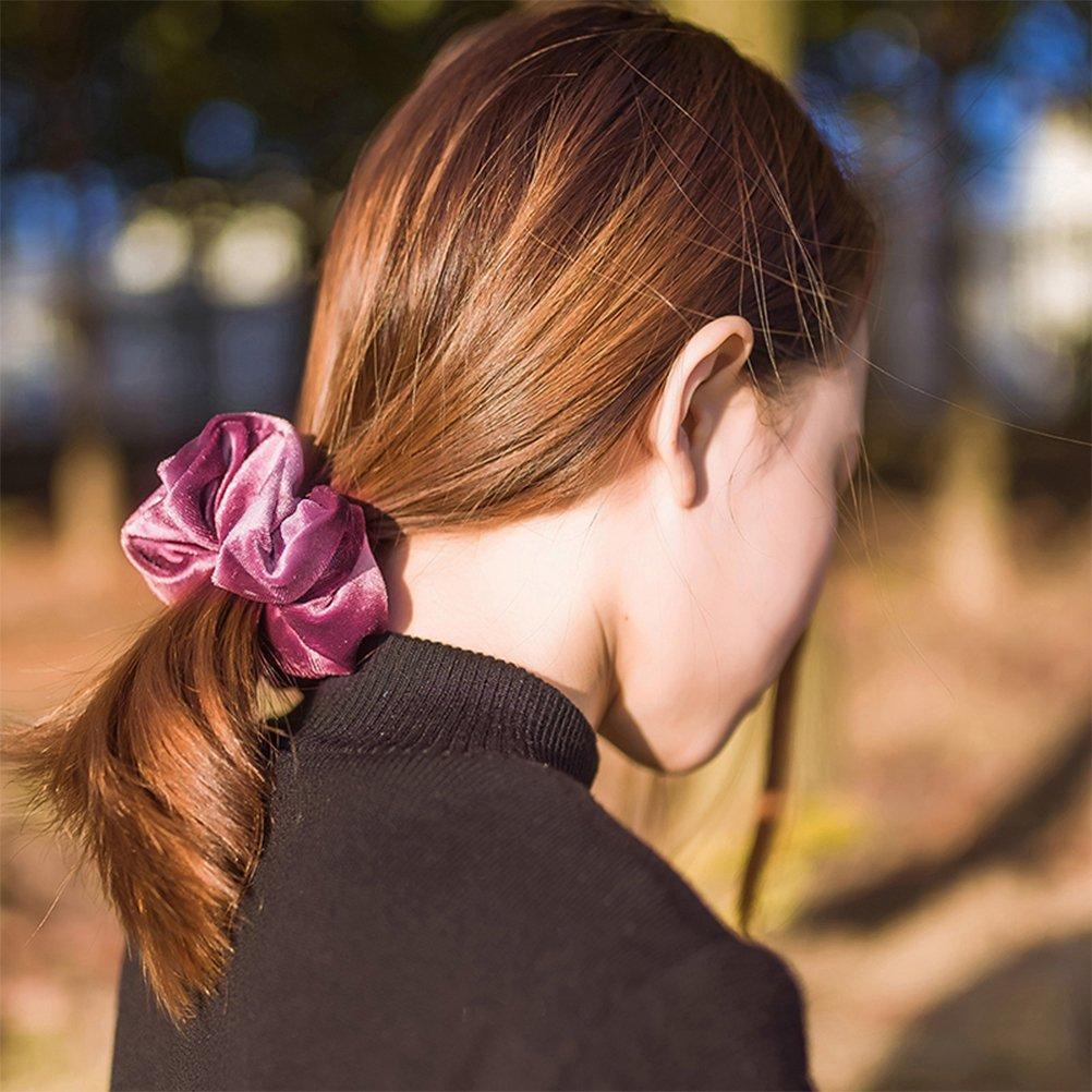 7pcs Vintage Velvet Scrunchie For Women Girls Elastic Bow Hair Rope Shinny Ponytail Holder Soft Hair Rope Hair Accessories