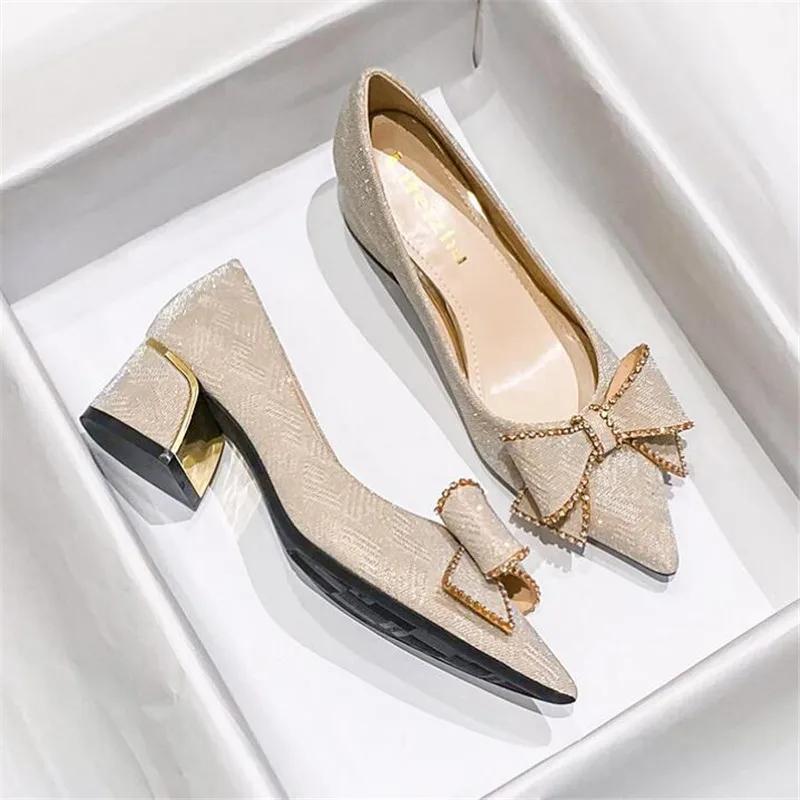Designer Woman Shoes Crystal Pumps Low Heeled Party Bride Wedding Shoes Female Sequin Loafers Ladies Dress High Heels