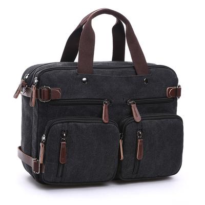 Retro Men's Business Briefcase Simple Solid Color Crossbody Bag Leisure Travel Bag Multi-functional Canvas Bag Can Handheld Single and Double Shoulder