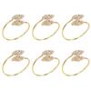 6Pcs/lot Gold Leaves Napkin Ring for Wedding Event Birthday Party Dinner Table Decoration Rhinestone Metal Napkin Buckles Holder