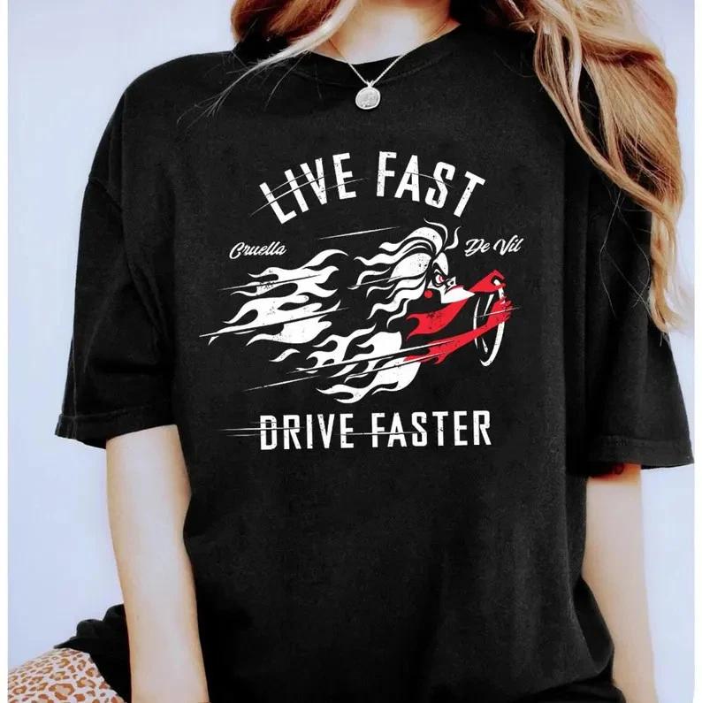 101 Dalmatians Villain Cruella Live Fast Drive Faster Tshirt S