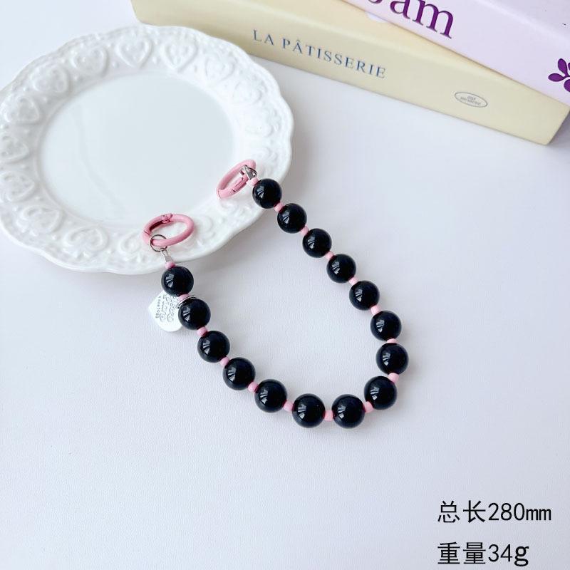 Korean and Japanese Style INS Solid Color Beaded Chain Phone Case Lanyard Handheld Wrist Strap Pendant Decoration Universal Phone Case