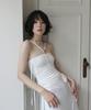 Rubati Shirred Strap Tube Top Dress_White