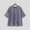 INCERUN Men Oversized O Neck Short Sleeve Print Casual Loose Fit T-shirts Tops College Style