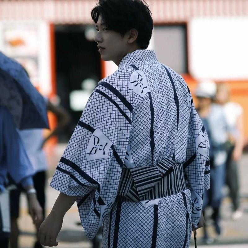 Studio Japanese Traditional Kimono Samurai Yukata Loungewear Men'S Kimono Suit Script Photography Photo Clothing