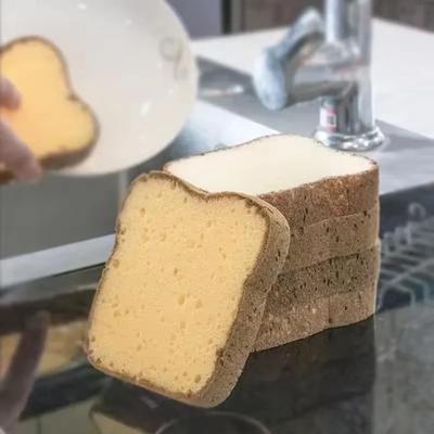 2Pcs Cute Bread Shape Kitchen Sponge Set Toast Dishwashing Sponge Kit Pot Cleaner Scouring Pads Magic Clean for Home