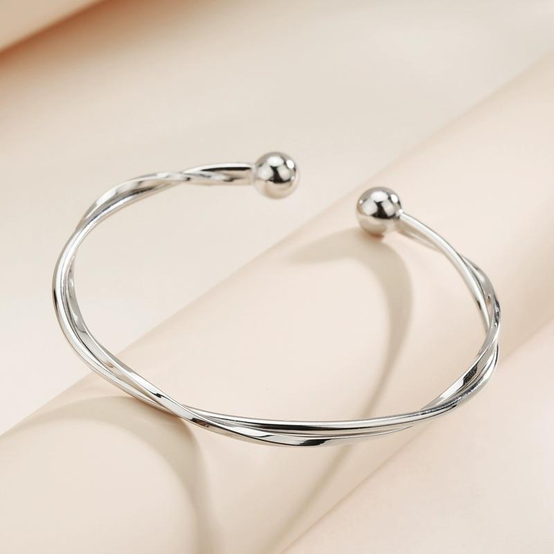 Charms 925 Sterling Silver Bracelets for Women Luxury Original Adjustable Twisted Woven Bangle Bracelet Party Wedding Jewelry