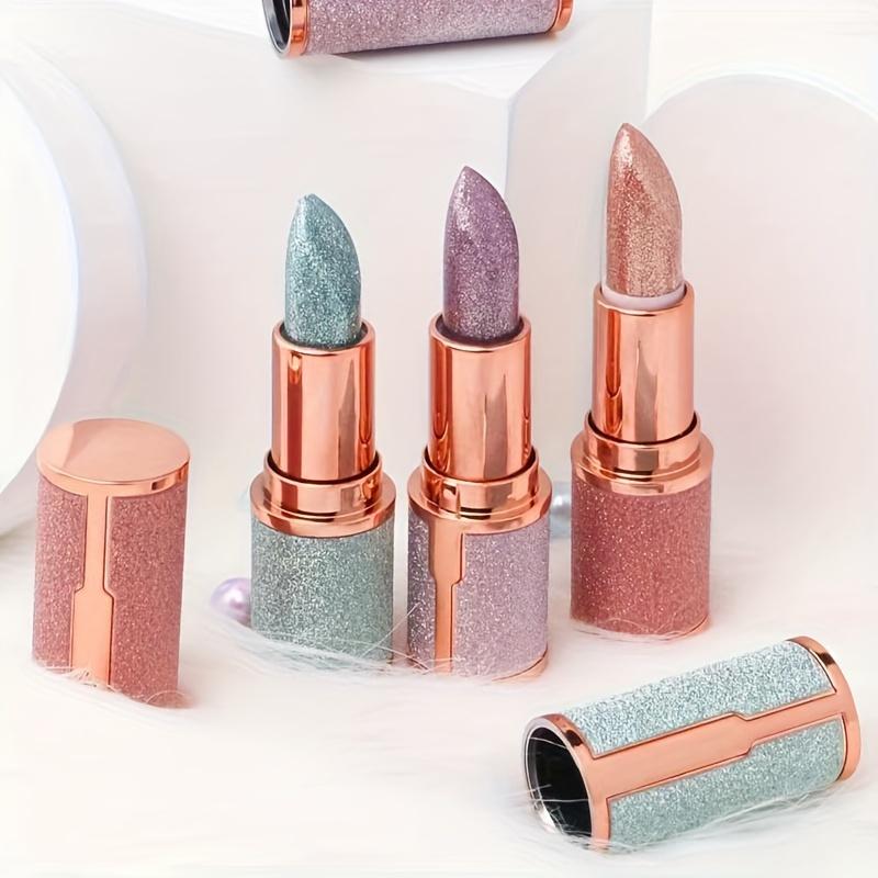 Rose Smoke Pinkish Lipstick Bright Glitter Starry Sky, Shiny Velvet Texture, Durable, Make Your Lips Shiny, Waterproof, Gift for Women