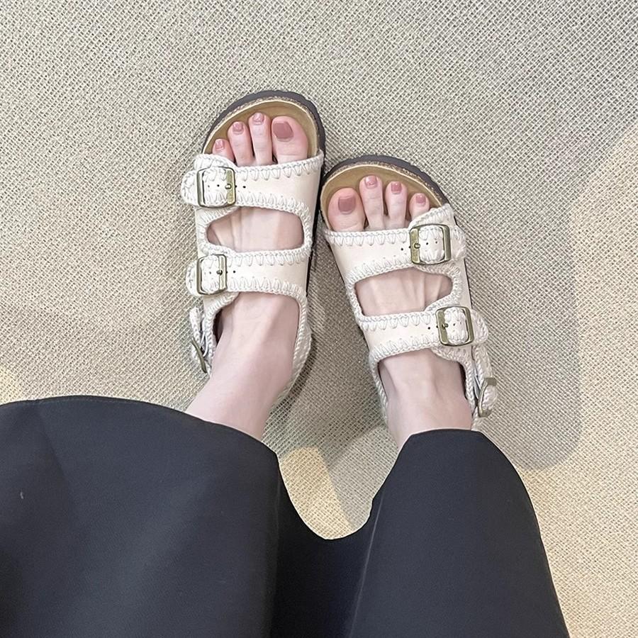 Soft leather version~ thick-soled belt buckle Boken shoes, casual open-toed sandals, and retro one-pedal beach Roman shoes.