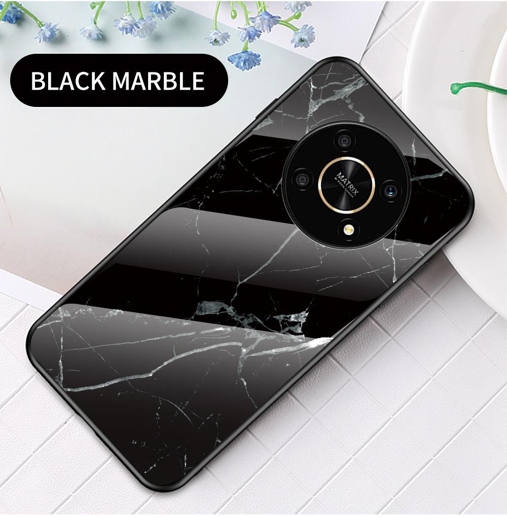 Deksel For Honor 50 Pro 50 se X8 X9 X7 7A Pro 7s 20 50 Lite 9x Premium 9C 30S 9S Deksel Marmorert herdet glass Deksel bak
