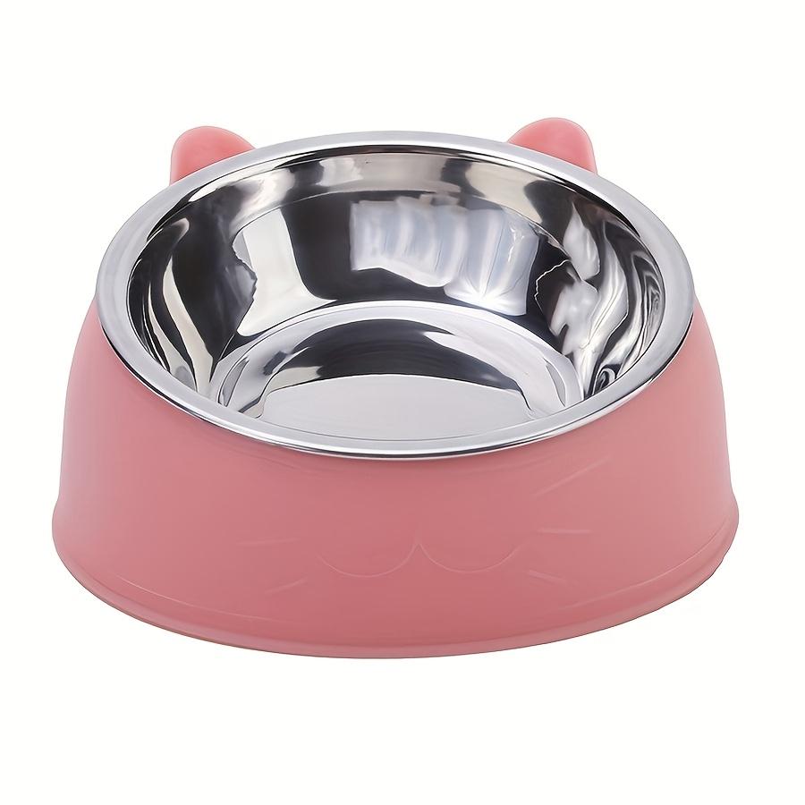Stainless Steel Cat Dog Food Bowl Ergonomic Slanted Design for Neck Support Automatic Feeding Pet Utensil Set