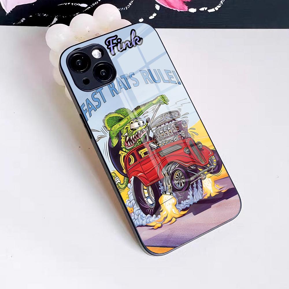 Funny Rat Fink Phone Case For IPhone 17 Pro Max 16 15 14 Pro Max 13 11 X Xs Xr 8 7Plus Glass Cover