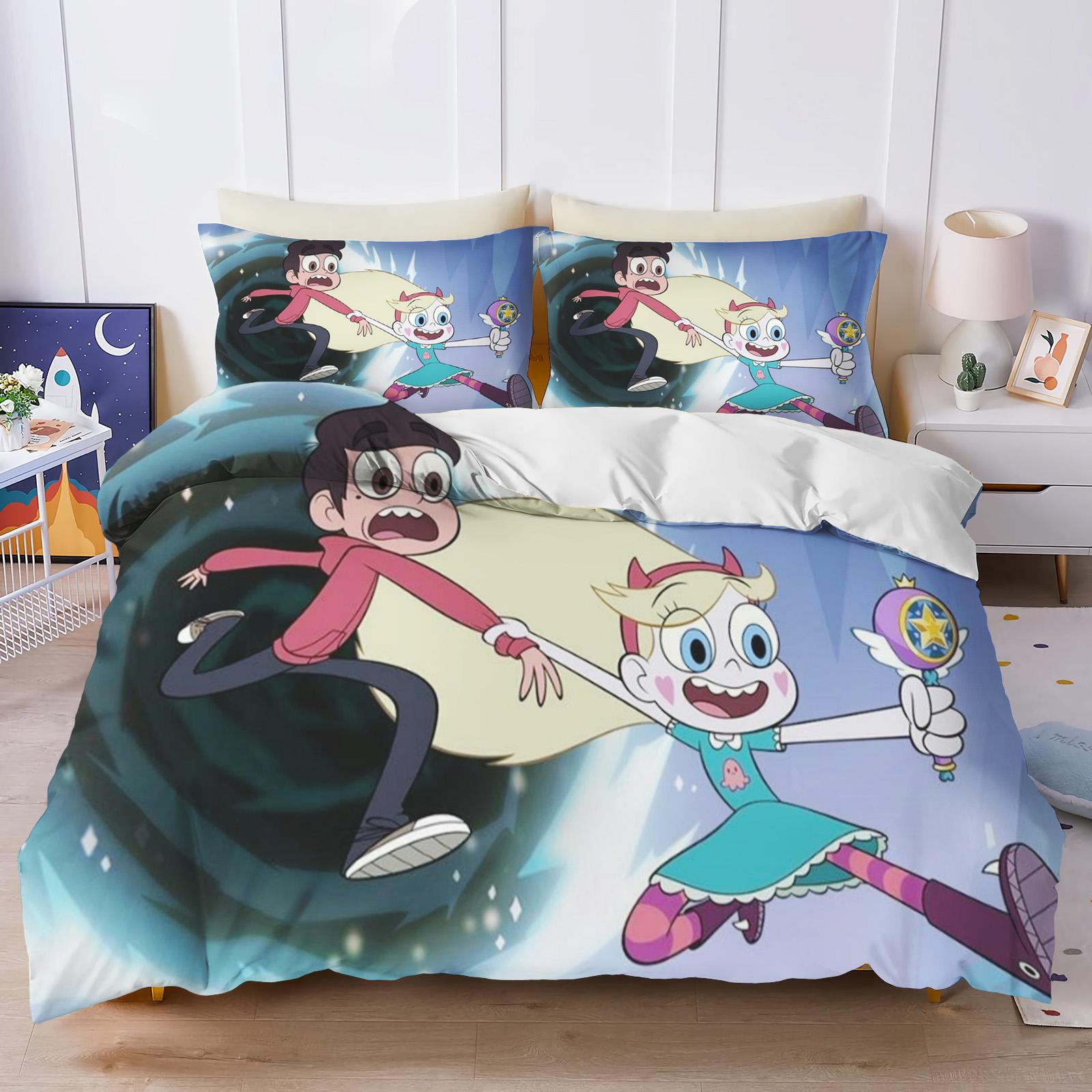 

Star Butterfly Home Bedroom Comforte Nordic polyester material, suitable for children and adults, 3-piece set 135x200cm