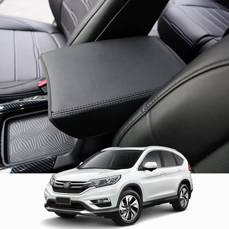 BEERTE Central Console Armrest Box Fit for Honda CRV 2017 2018 2019 2020 2021 2022 Cover Car Armrest Cover Auto Center Console Pad(Black with Black