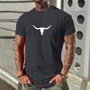Modisches kurzärmeliges T-Shirt mit Kuhkopf-Print, Neues Herren-Rundhals-Fitness-Sport-Kurzarm-Oberteil, Sommer Einfache Herrenbekleidung
