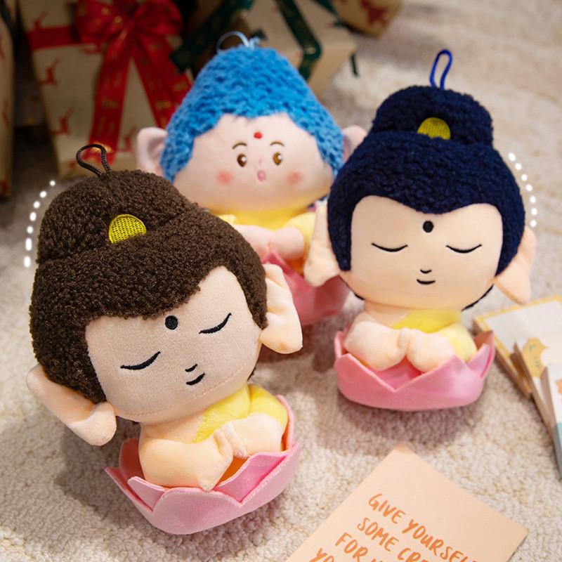 Mini Buddha Keychain Plush Doll Short Plush Cultural Creative Spiritual Decor