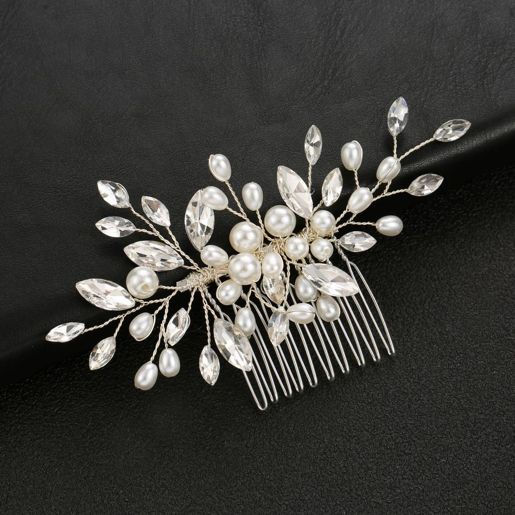 Europe and America Cross Border Bridal Wedding Handmade Pearl Hair Comb Factory Direct Sales