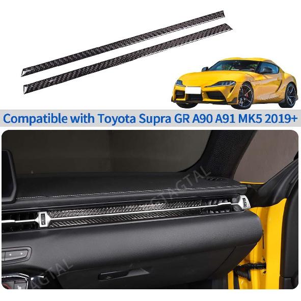 Compatible with Toyota Supra GR A90 A91 MK5 2019-2026 Soft Carbon Fiber Co-Pilot Center Console Decoration Strip, Car Center Console Air Outlet Trim