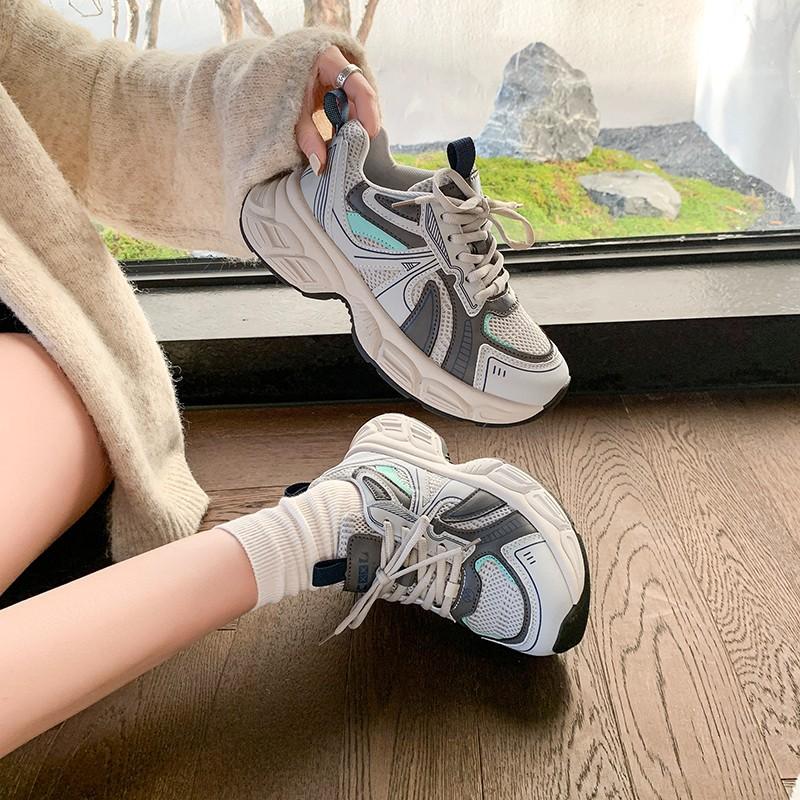 Thick-soled Fashion Dad Shoes Women's 2025 Spring New Korean Version Retro Casual Shoes Design Heightening Sports Women's Shoes Trend