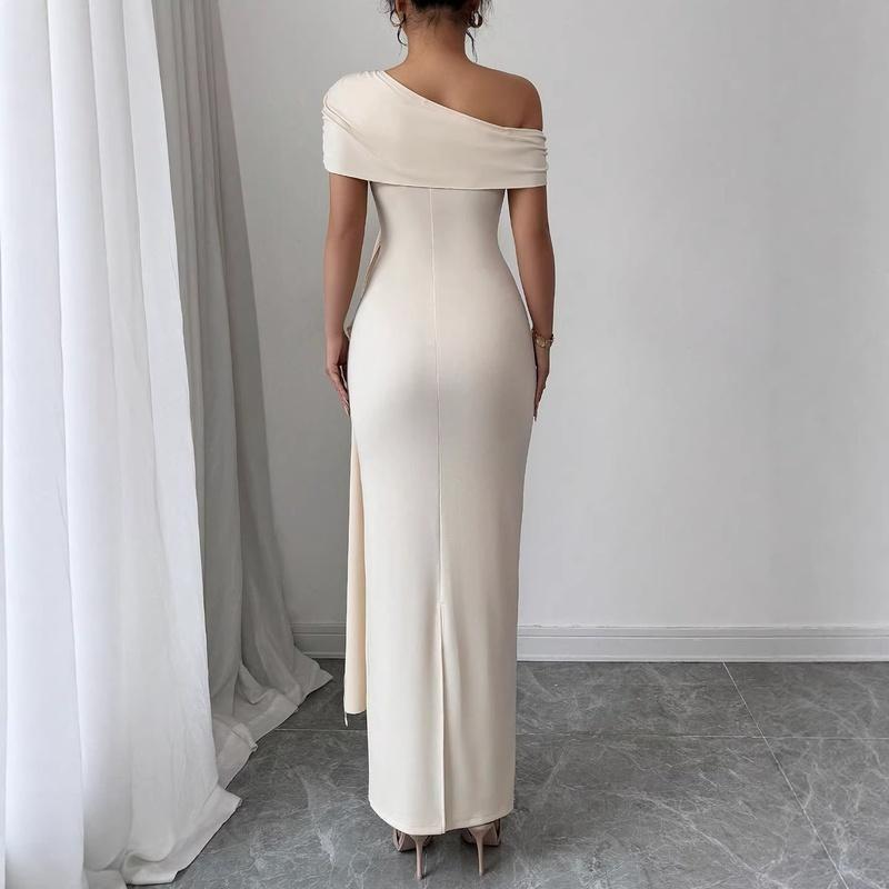 Women's Off Shoulder Cutout Bodycon Maxi Dress Slim Fit Elegant Party Dress